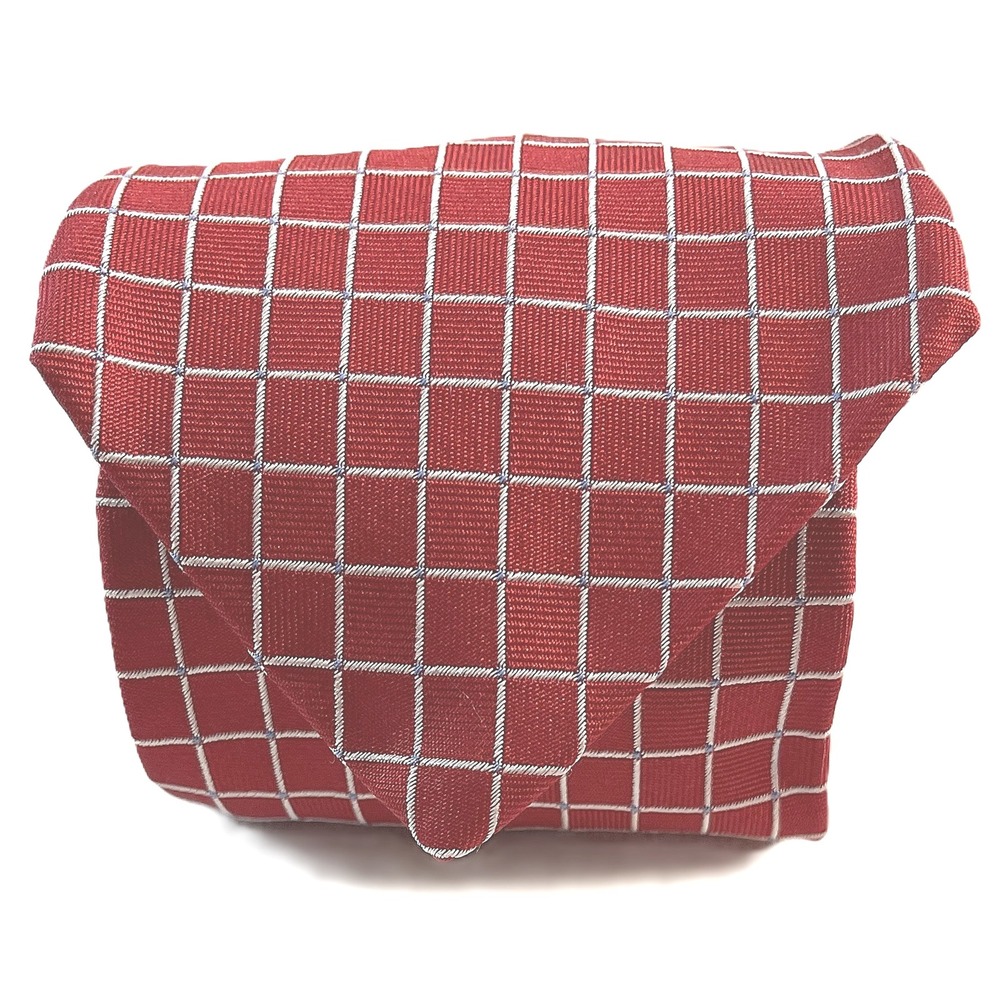 Brooks Brothers 346 Pure Silk‎ Tie Red White Grid Pattern Necktie